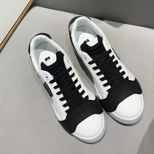 European station 2021 spring and summer new leather white shoes for men and women with the same style low-top casual shoes men