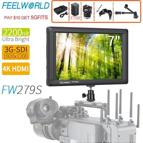 FEELWORLD FW279S 4K HDMI-compatible 1920X1200 7 Inch 2200nit Ultra Bright Daylight Viewable 3G-SDI on Camera DSLR Field Monitor