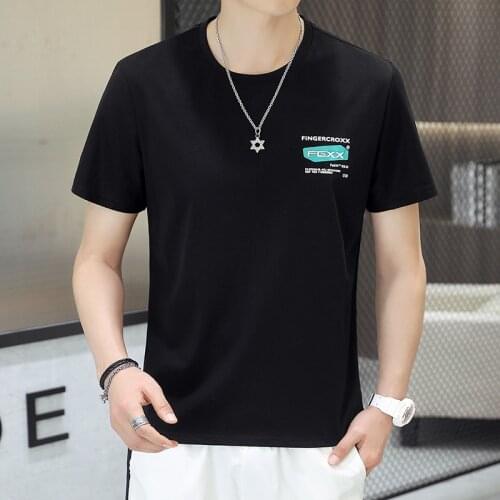 Fashion Summer Mens T-Shirt Top Quality Cotton Shorts Cool Letters Printed Short Sleeve O-Neck Tshirt Slim Fit Tees Clothing