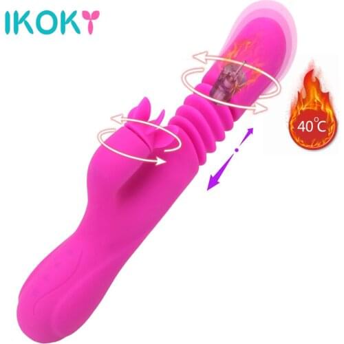 IKOKY Automatic Stretch Dildo Vibrator Heating Rotation Thrusting Sex Toys For Women Female Masturbator Clitoris Stimulator