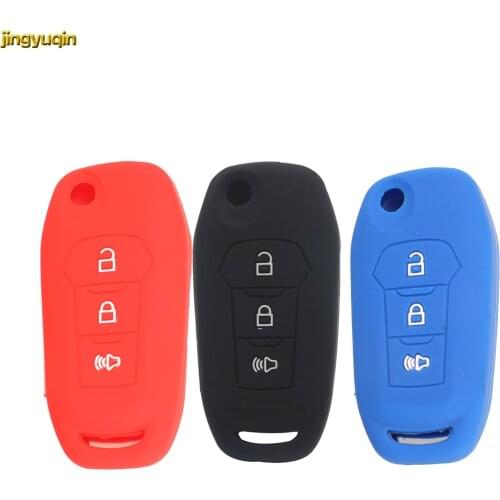 Jingyuqin Silicone Flip Remote Car Key Cover Case For Ford F-150 F-250 F-350 Explorer Ranger KA Fiesta Mondeo 3 Buttons Styling