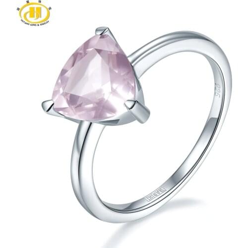 Hutang Natural Pink Quartz Ring Solid 925 Sterling Silver Wedding Rings Classic Style Fine Jewelry for Valentines Day Gift