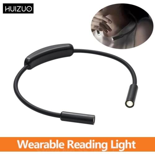 HUIZUO Wearable Reading Lamp USB Charging Silicone Hose Adjustable Angle Portable Hanging Neck light HandsFree Flashlight