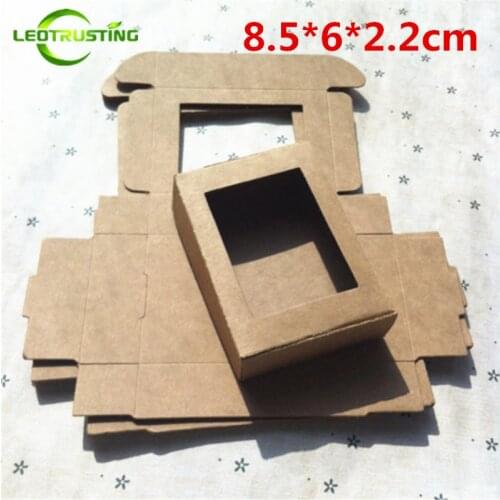 Leotrusting 50pcs 8.5*6*2.2cm Brown Kraft Paper Box Natural Kraft Paper Gift Packaging Box Handmade Party Paper Cardboard Box