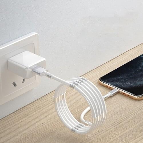 New Magic Rope Magnetic Absorption Data Cable TPE Magnetic Fast Charging Cable For Android Apple Type-c Retractable Easy Storage