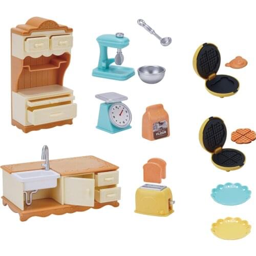 6pcs/set 1/12 Scale Dollhouse Miniature Furniture Dining Table Cabinet Baking Set Doll House Decoration Accessories