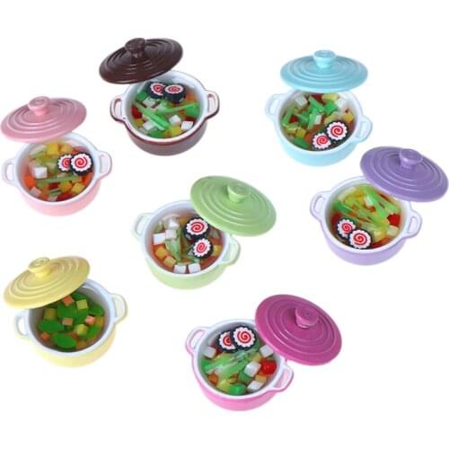 1Pcs 1/12 Dollhouse Miniature Accessories Mini Soup Pot with Food Simulation Kitchenware Model Toys for Doll House Decor
