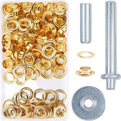 Grommet Tool Kit, Grommet Setting Tool 60 Sets Grommets Eyelets (1/2 Inch Diameter) for Leather Canvas Shower Curtains
