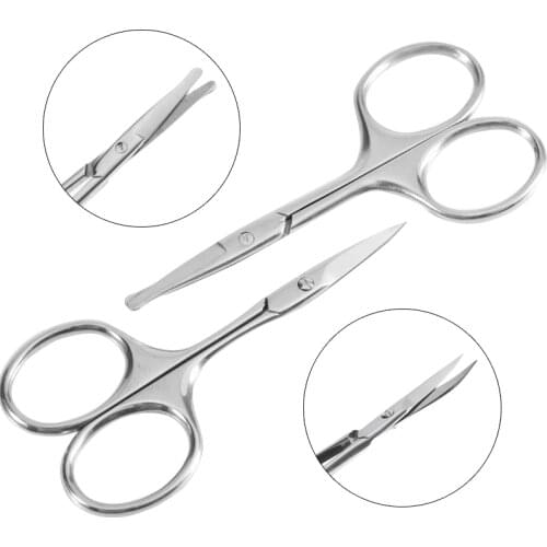 Stainless Steel Eyebrow Scissors Curved Blade Nail Scissors Manicure Cuticle Remover Professional Nose Beard Eyelash Trimmer