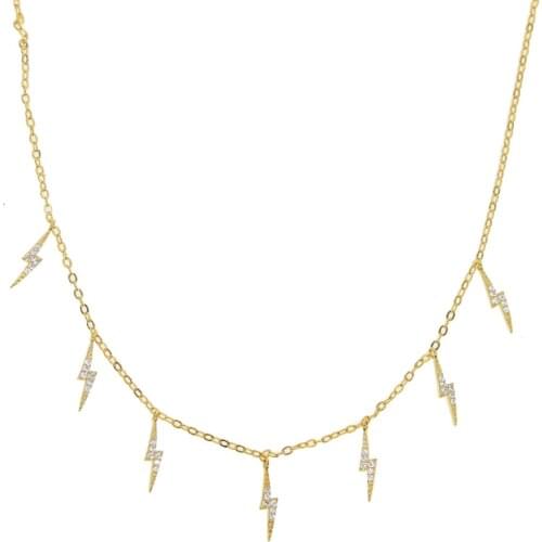 New 2018 summer jewelry drop drip micro pave sparing cz lightning pendants choker charm necklaces