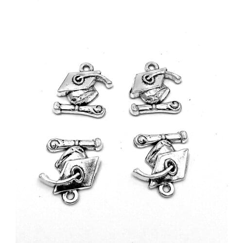 30pcs Bachelor cap charms pendant 17x16mm antique silver ornament accessories jewelry making craft DIY base material