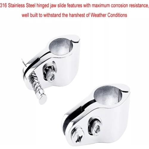 22 or 25mm Stainless Steel 316 Boat Bimini Top Hinged Jaw Slide Clamp Fitting Marine Hardware Yacht Canopy Tube Rail Accessories