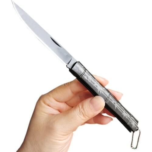 Portable Mini Pocket Knife Tactical Folding Knife Survival Knife Bamboo pattern handle Camping EDC Tools