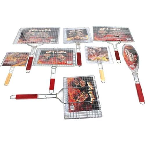 Portable With Handle Chicken Meat BBQ Mesh Clip Square Grilled Fish Chicken Net DIY Barbecue Tools Practical Grilling Basket