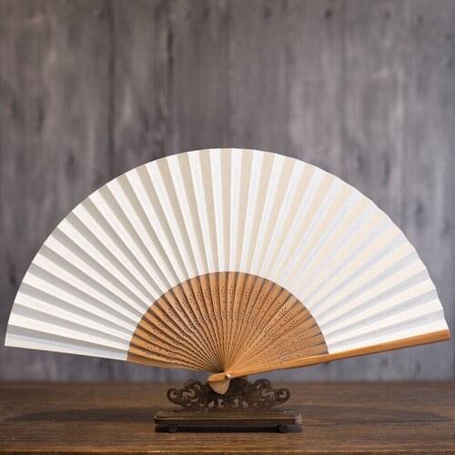 Retro Hand Fan Calligraphy Ink Painting Xuan Paper Fans Chinese Classical Blank Xuan Paper Folding Hand Fan Art DIY Supply