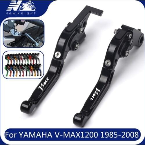 With Logo For Yamaha VMAX V-MAX1200 1985-2008 Motorcycle Accessories Aluminum Folding Extendable Adjustable Brakes Clutch Levers