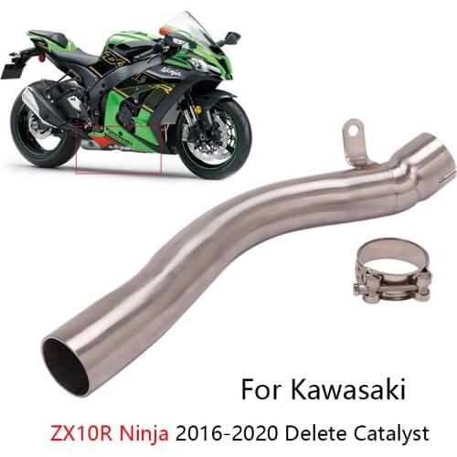 Slip-on Original Muffler for Kawasaki ZX10R 2016-2020 Motorcycle Exhaust Pipe Mid Tube Delete Original Catalyst Stainless Steel