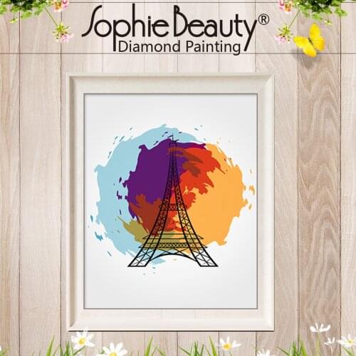 Sophie Beauty Round Full Diamond Painting Cross Stitch Beaded Embroidery Color France Eiffel Tower Square Handcraft Mosaic Arts