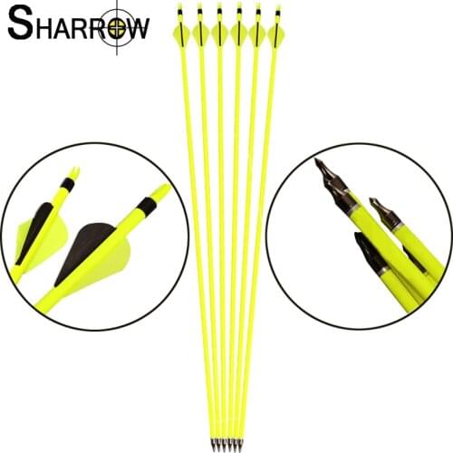 15pcs Spine 500 Archery Mixed Carbon Arrow Length 80.5cm with Replaceable Arrowheads for Recurve/Compound Bow Shooting Hunting