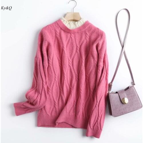 2020 Autumn Winter Runway New Lace Collar Sweater Women Long Sleeve Twist Knitted Pullovers Chic Cute Sweet Versatile Tops