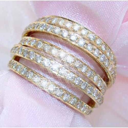 2018 New Arrival Fashion Luxury Ring for Women 925 Silver&Gold Filled AAA Cubic Zirconia Promise Wedding Cross Band Rings Gift