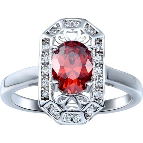 Hainon Large Rectangle Face Fashion Jewelry Luxury Bijouterie Vintage Design New Engagement Red cz Women Bague Ring Distribution