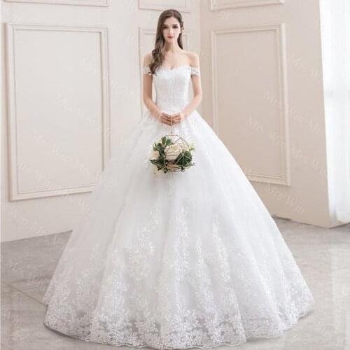 Wedding Dress 2021 New Elegant Boat Neck Off The Shoulder Classic Lace Plus Size Vestidos De Novia