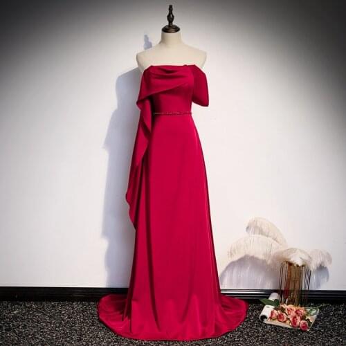 New Strapless Sexy Evening Dress Sleeveless A-Line Simple Pleat Backless Elegant Floor-Length Party Formal Dresses Woman B1000