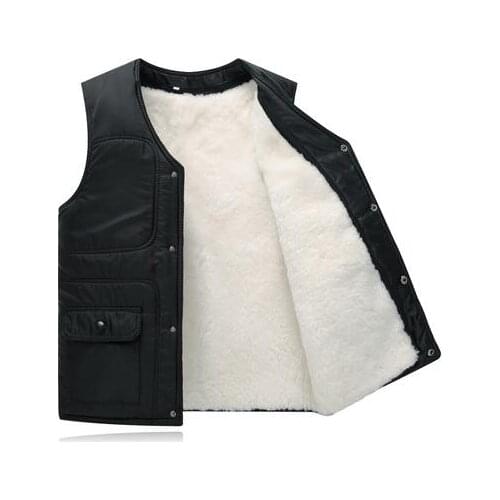 Real fur male vest waistcoat thermal vest mens clothing genuine leather liner wool sheepskin black berber fleece vest