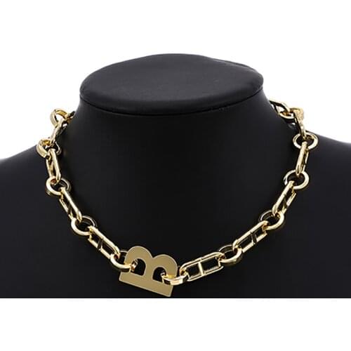 ZHINI Initial Necklace for Women Letter B Pendant Choker Necklace Women Boho Maxi Statement Party Christmas Jewelry Gift