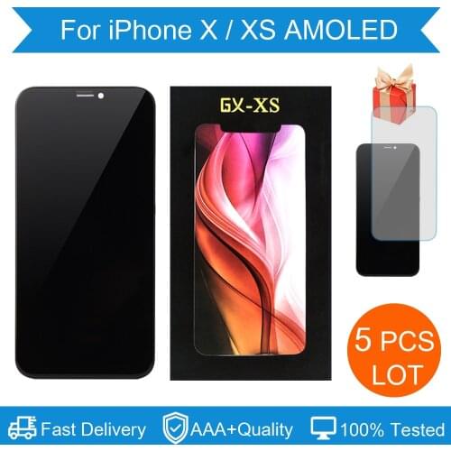 5Pcs/lot AAA+++ New GX AMOLED LCD Display For iPhone X XS LCD Screen Perfect Repair Replacement Assembly Digitizer Touch Pantall