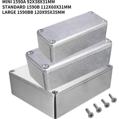1pcs Silver Aluminium Enclosure Instrument Case Electronic Diecast Stompbox Project Electronic Project Box with 4 Steel Screws