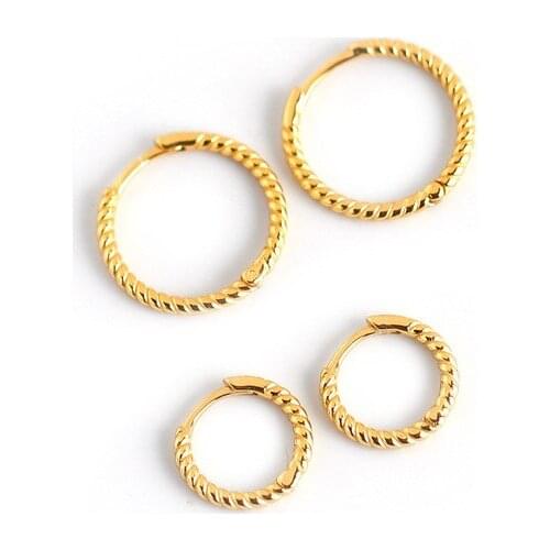 11mm 15mm 18k gold 100% Authentic 925 Sterling silver Twist Roped Circle Huggie Hoop Earrings Jewelry CE123