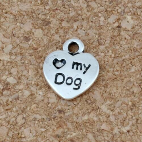 300pcs Mini 9.5x12mm Heart "My Dog" with Dog Puppy Paw Print DIY Charm Pendant for Crafting, Jewelry Making Accessory A-212