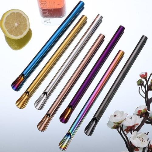 300pcs Spoon Shape Straw Reusable 304 Stainless Steel Drinking Straw Metal Straw For Smoothies Tapioca Pearls Milk Bubble Tea