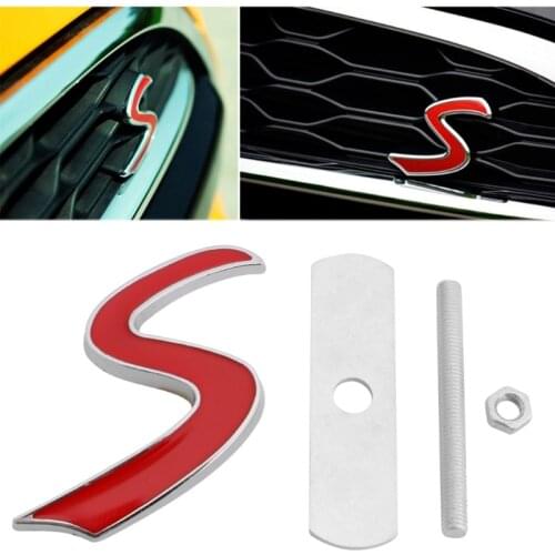 3D Metal S Front Grille Badge Emblem Decal For Mini Cooper R50 R52 R53 R56 R57