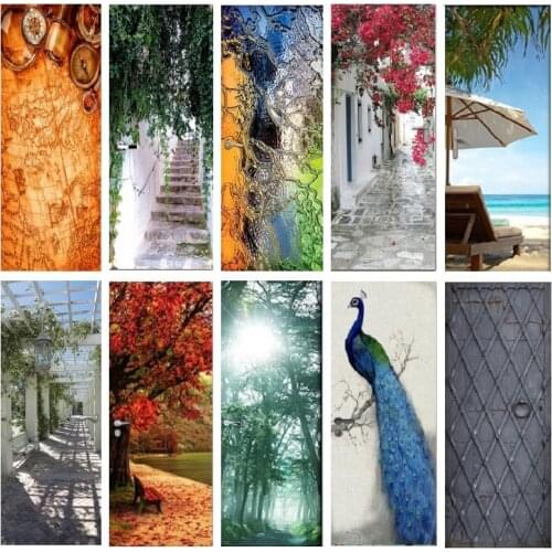 3D DIY Door Sticker Home PVC HD Print Environmental Classical Pattern Protection Sticker Self Adhesive Art deursticker
