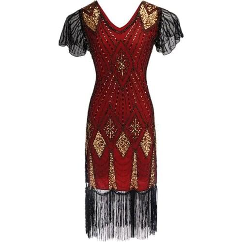 3XL Robe Femme Banquet Roaring 1920s Flapper Dress Gatsby Party Charleston Sequined Cocktail Weeding Beaded Tassel Dresses