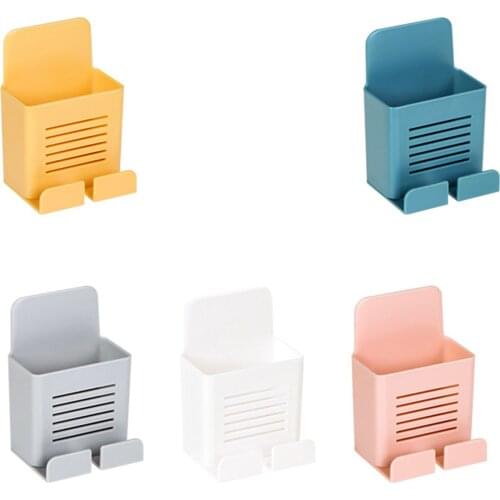 5pcs Wall Mounted Mobile Phone Holder Remote Control Box Phone Rack Organizer Storage Box for Home and Office Use