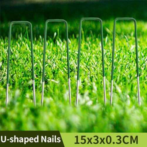 50Pieces U-shaped Nails Galvanized Steel Garden Stakes Plant Ground Greenhouse Gardening Pile Tool For Anti-bird Mesh Net