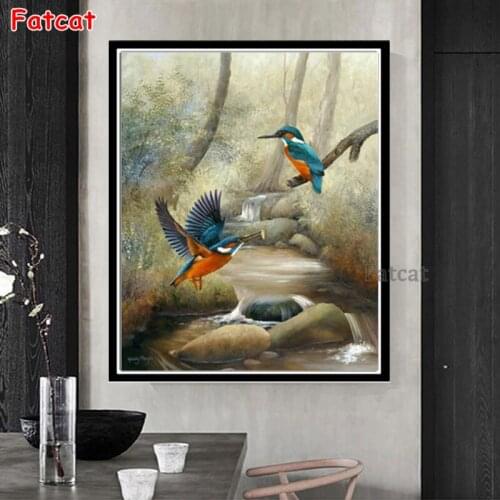 5D DIY Diamond Painting Kingfisher Cross Stitch Full Round Square Diamond Embroidery animal bird Diamond Handmade hobby PP909