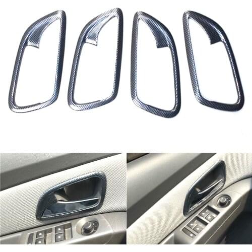 Car Interior Door Handle Grab Decoration Frame Cover Stickers For Chevrolet Cruze 2009-2013 Carbon Fiber Style Car Styling