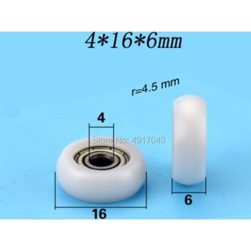 Free shipping 10PCS 4*16*6mm plastic sliding door and window package rubber moving pulley bearing showcase plastic small wheel