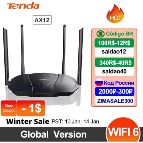 Tenda AX3000 AX12 Wireless WiFi Router Wifi 6 Dual-Band 2.4G 5G 2976Mbs Gigabit Wifi Repeater With Multi- language Firmware APP
