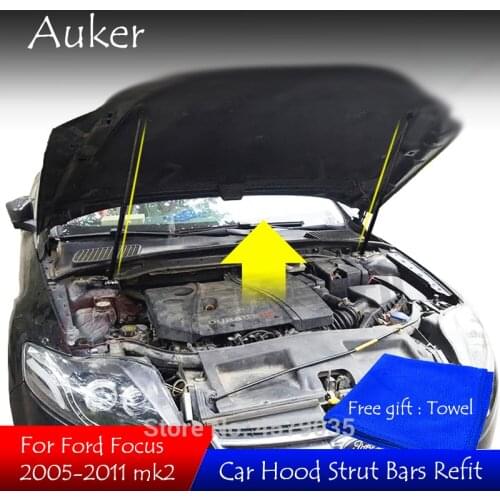 For 2005-2011 ford focus 2 Refit Hood Engine Cover Hydraulic Rod Strut Spring Lift Support Shock Bracket Bars Car styling