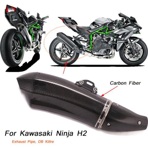 H2 Motorcycle Exhaust Muffler Pipe Tip Carbon Fiber Silencer System For Kawasaki Ninja H2 2016 2017 2018 2019