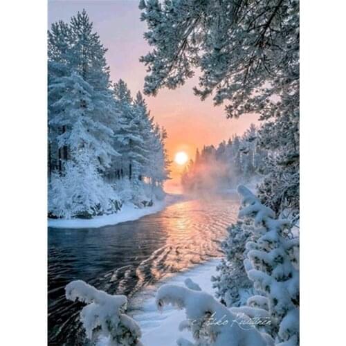 Nature Printed Canvas 11CT Cross-Stitch Embroidery Complete Kit DMC Threads Hobby Painting Handicraft Knitting Promotions