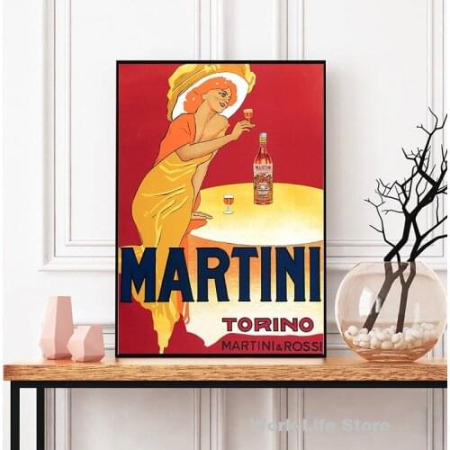 Martini and Rossi 1970s Advertising Canvas Paintings Vintage Alcoholic Beverages Wine Beer Poster Classic Wall Art Picture Decor