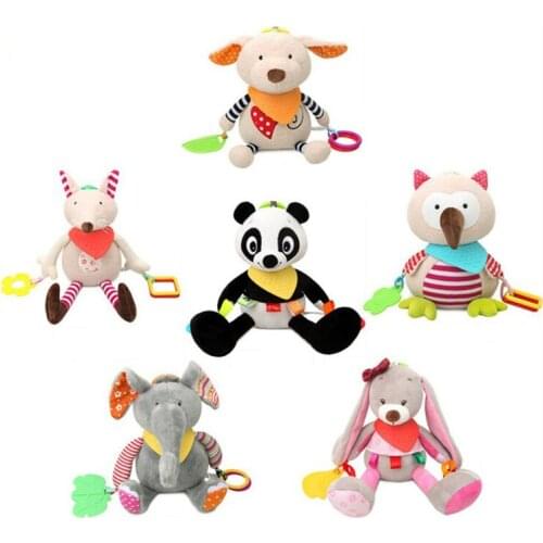Cartoons Baby Rattles Toys Soft Teether Ring the bell AppeaseCar Bed bell Plush Toys Educational Newborn Baby Toys 0-12 Months