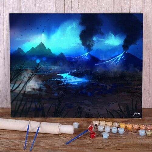 Scenery Blue Lava DIY Painting By Numbers Kit Acrylic Paints 40*50 Oil Painting Wall Paintings Kids Handicraft Drawing